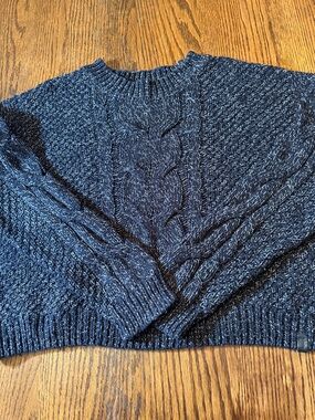 Roots Chunky Cable Knit Sweater Small Cropped Cozy Fisherman Core